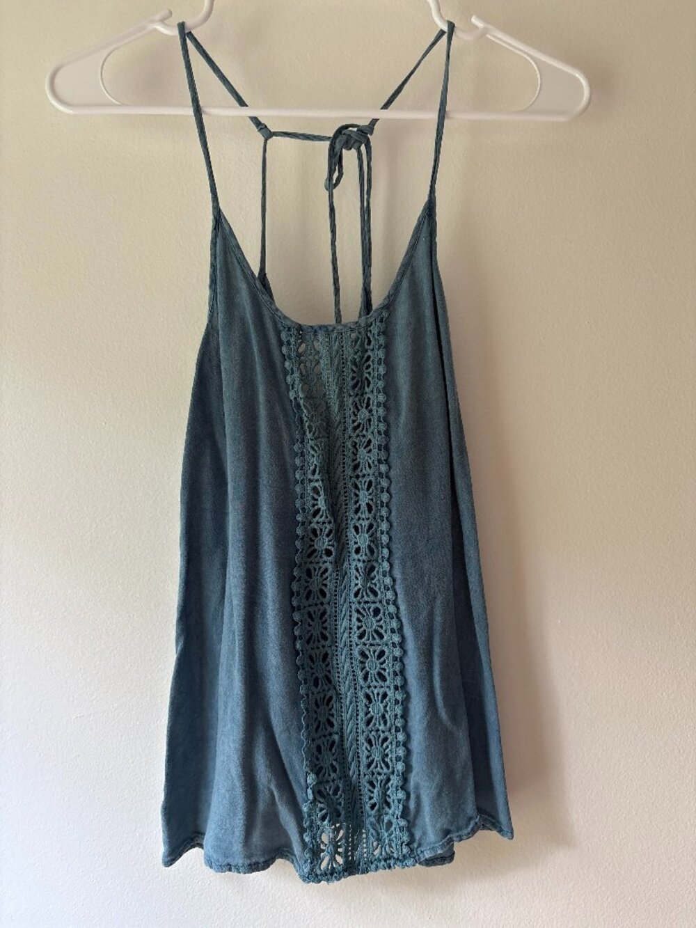 Flying Tomato Crochet Lace Panel Cami Crossover Tie Back Tank Top M